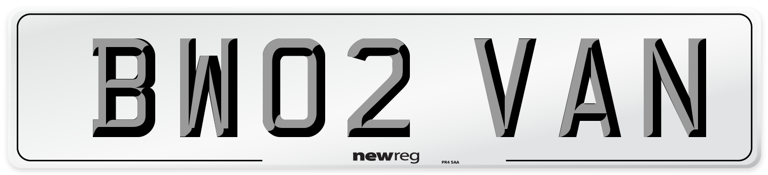 BW02 VAN Number Plate from New Reg